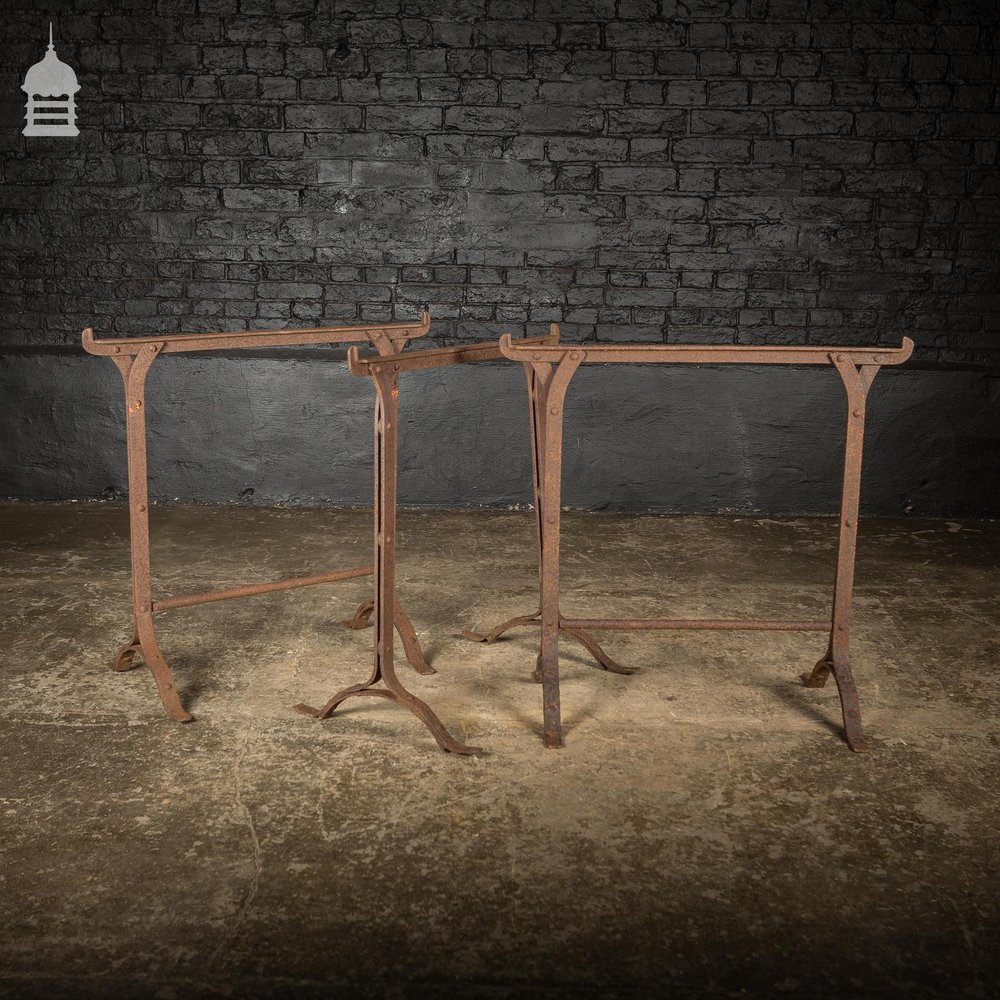 Set of 3 Victorian Riveted Wrought Iron Blacksmith Trestles