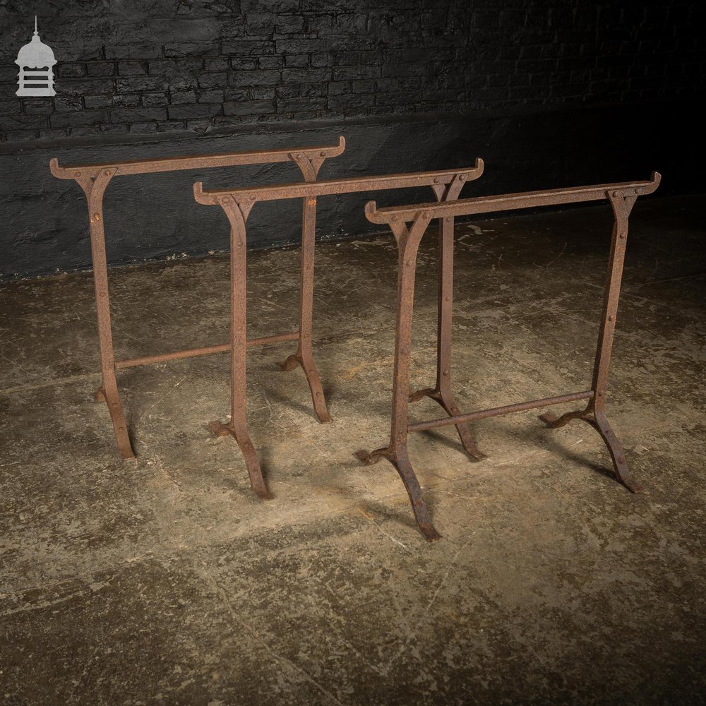 Set of 3 Victorian Riveted Wrought Iron Blacksmith Trestles