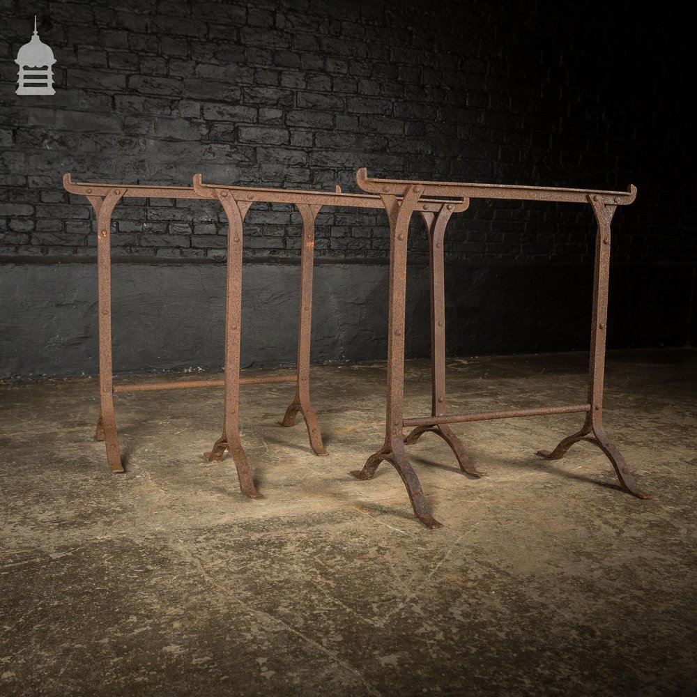 Set of 3 Victorian Riveted Wrought Iron Blacksmith Trestles