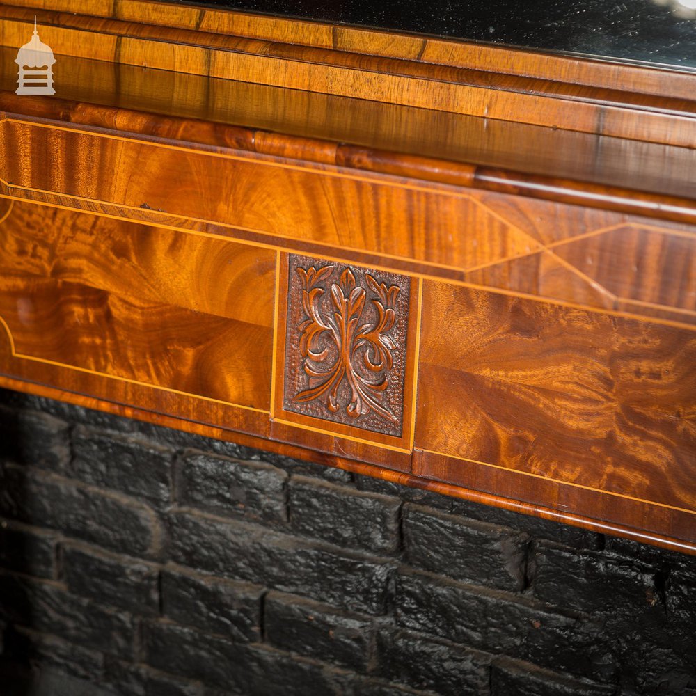 Circa 1900 Inlaid Mahogany Fire Surround with Mirrored Overmantel