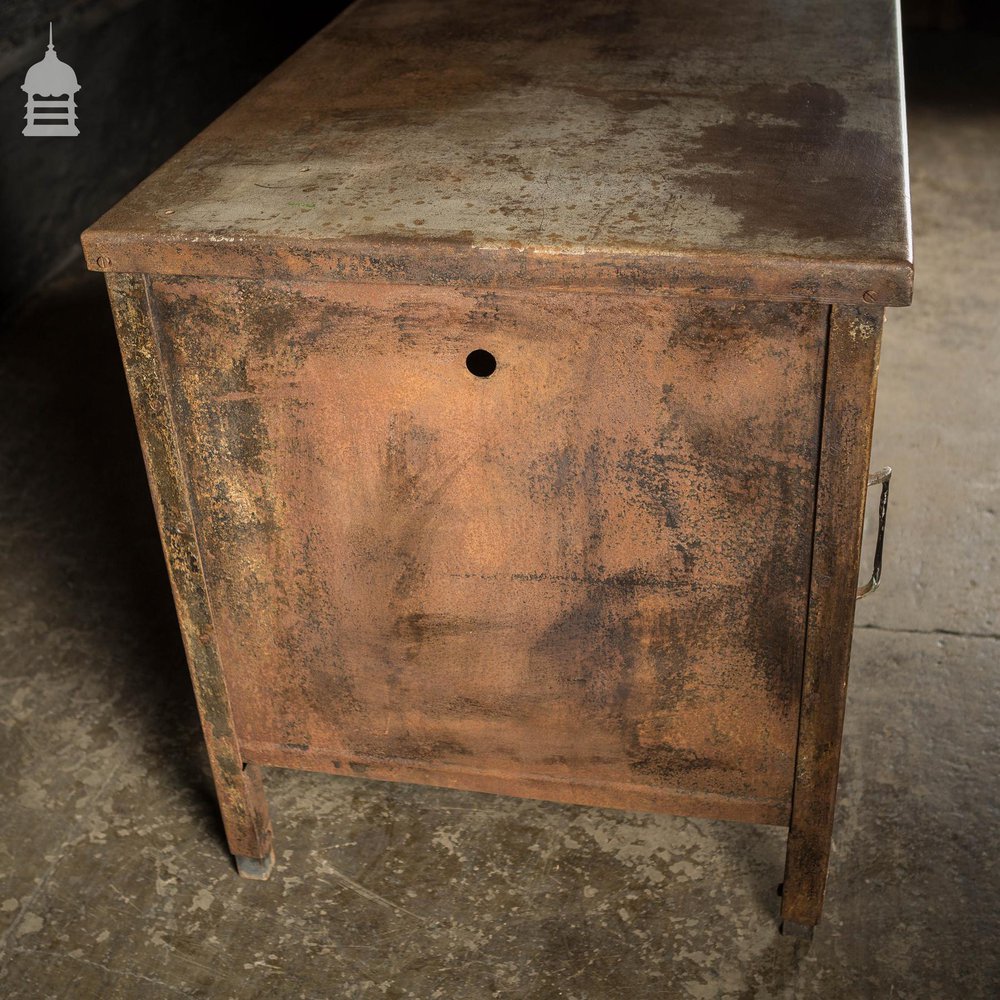 Double Sided Vintage Industrial Steel Workshop Cabinet