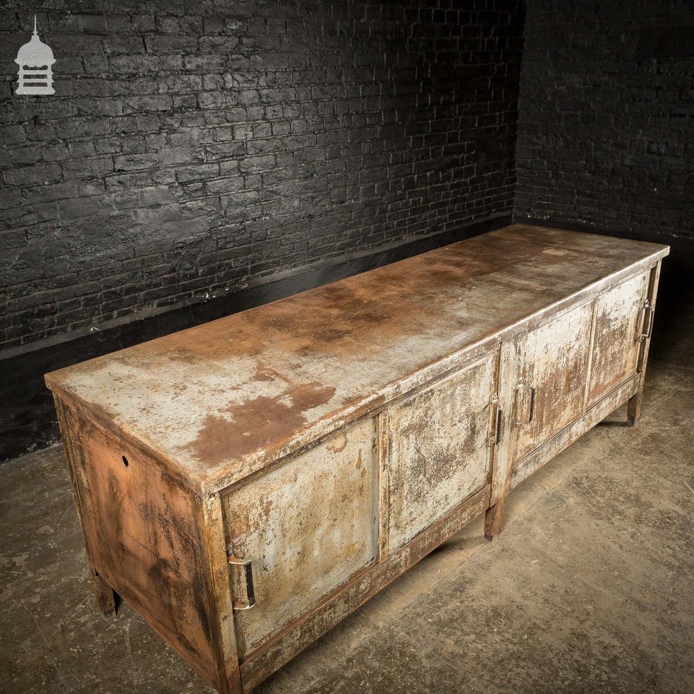 Double Sided Vintage Industrial Steel Workshop Cabinet