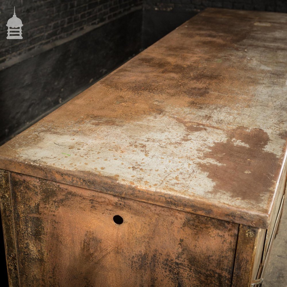 Double Sided Vintage Industrial Steel Workshop Cabinet