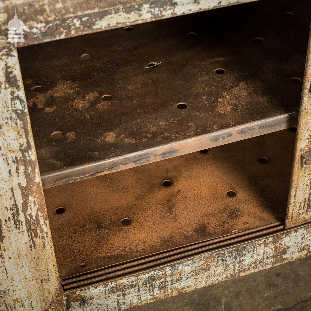 Double Sided Vintage Industrial Steel Workshop Cabinet