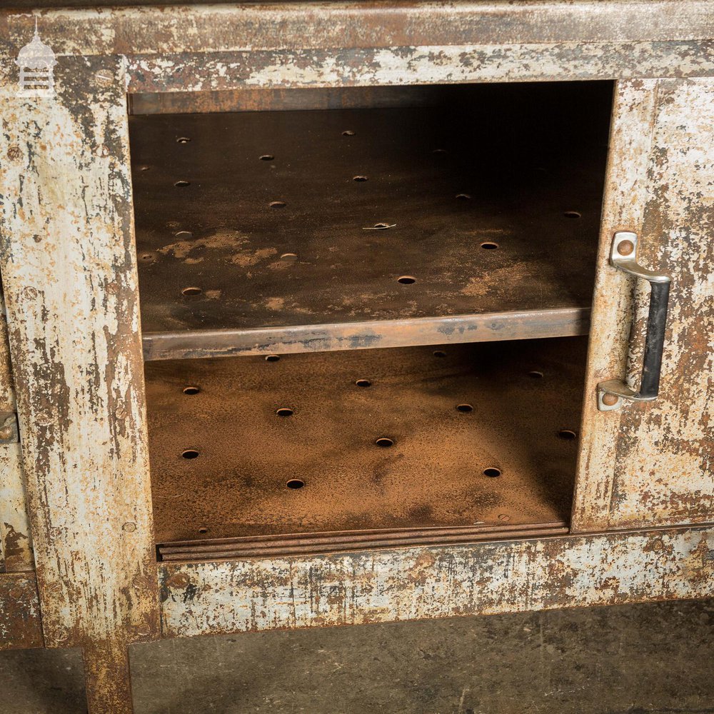 Double Sided Vintage Industrial Steel Workshop Cabinet