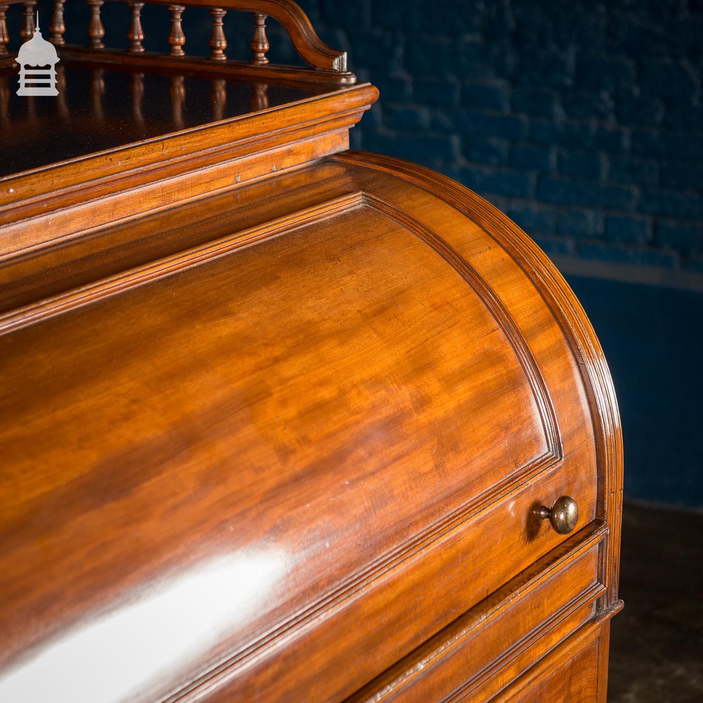 Impressive 19th C Mahogany Roll Top Bureau Desk