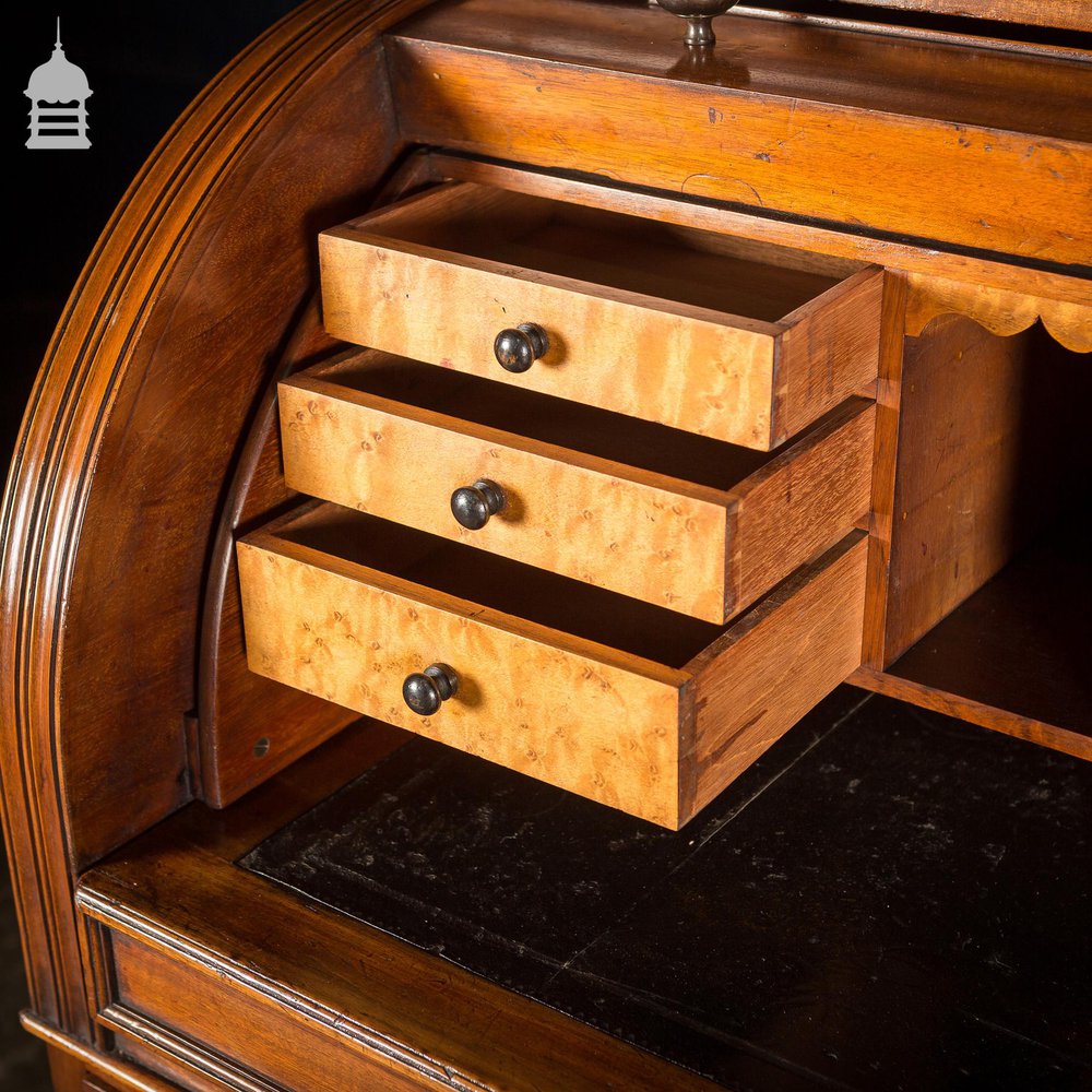 Impressive 19th C Mahogany Roll Top Bureau Desk