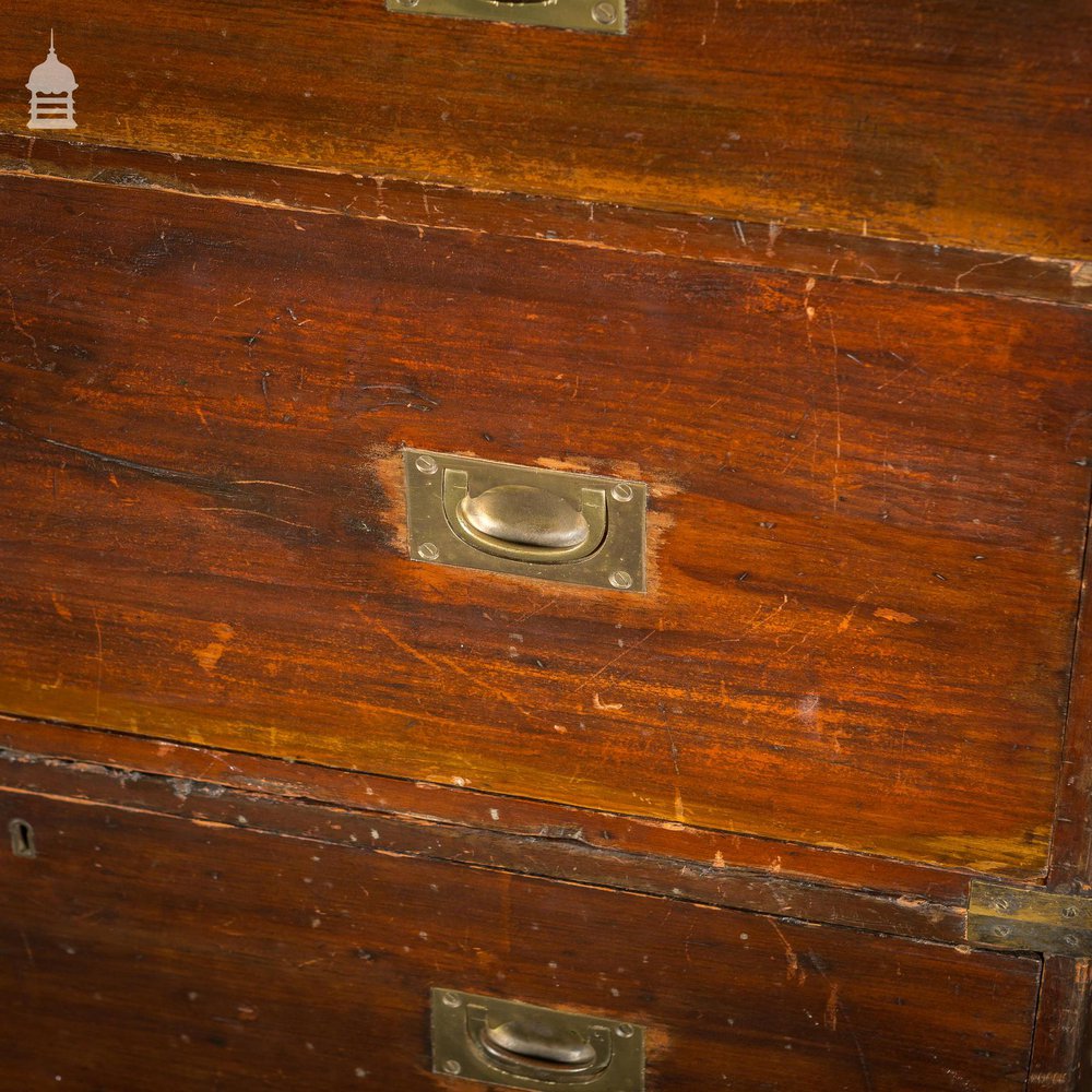 Late 19th C Pine Split Campaign Chest of Drawers