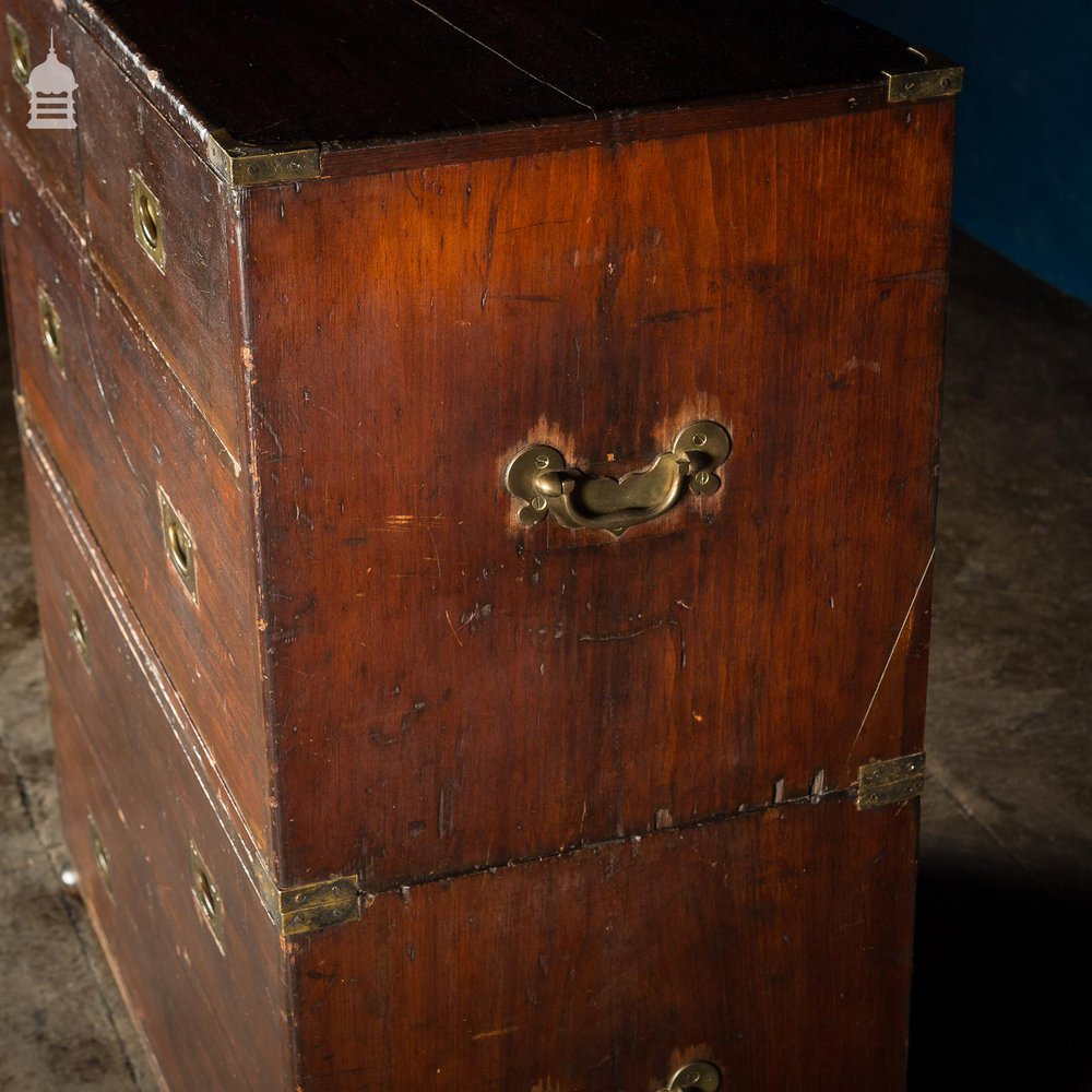 Late 19th C Pine Split Campaign Chest of Drawers