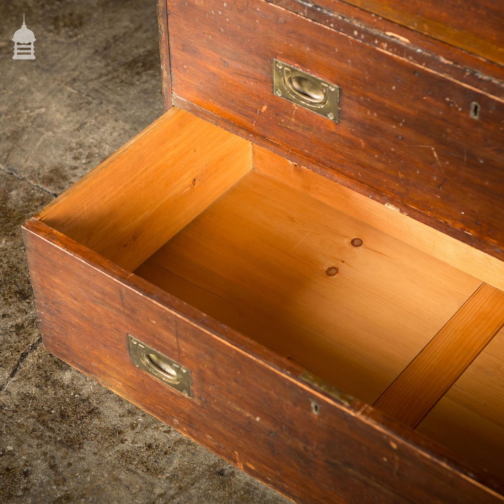 Late 19th C Pine Split Campaign Chest of Drawers