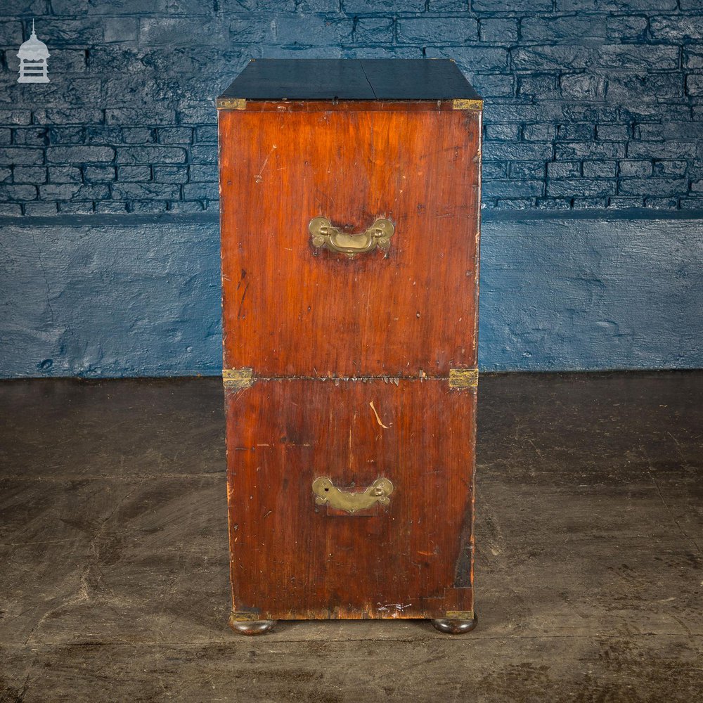 Late 19th C Pine Split Campaign Chest of Drawers