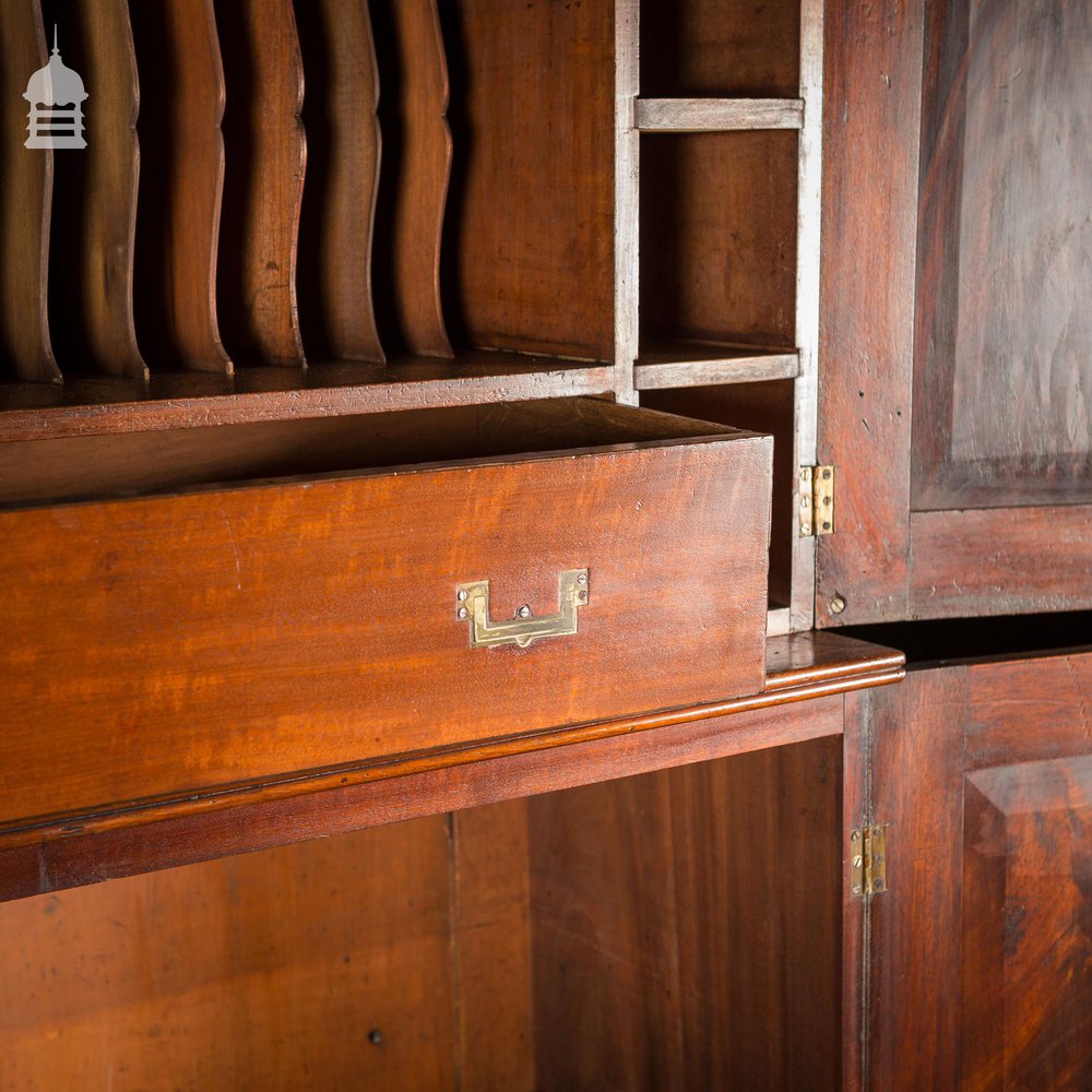 19th C Flame Mahogany Bookcase Cupboard