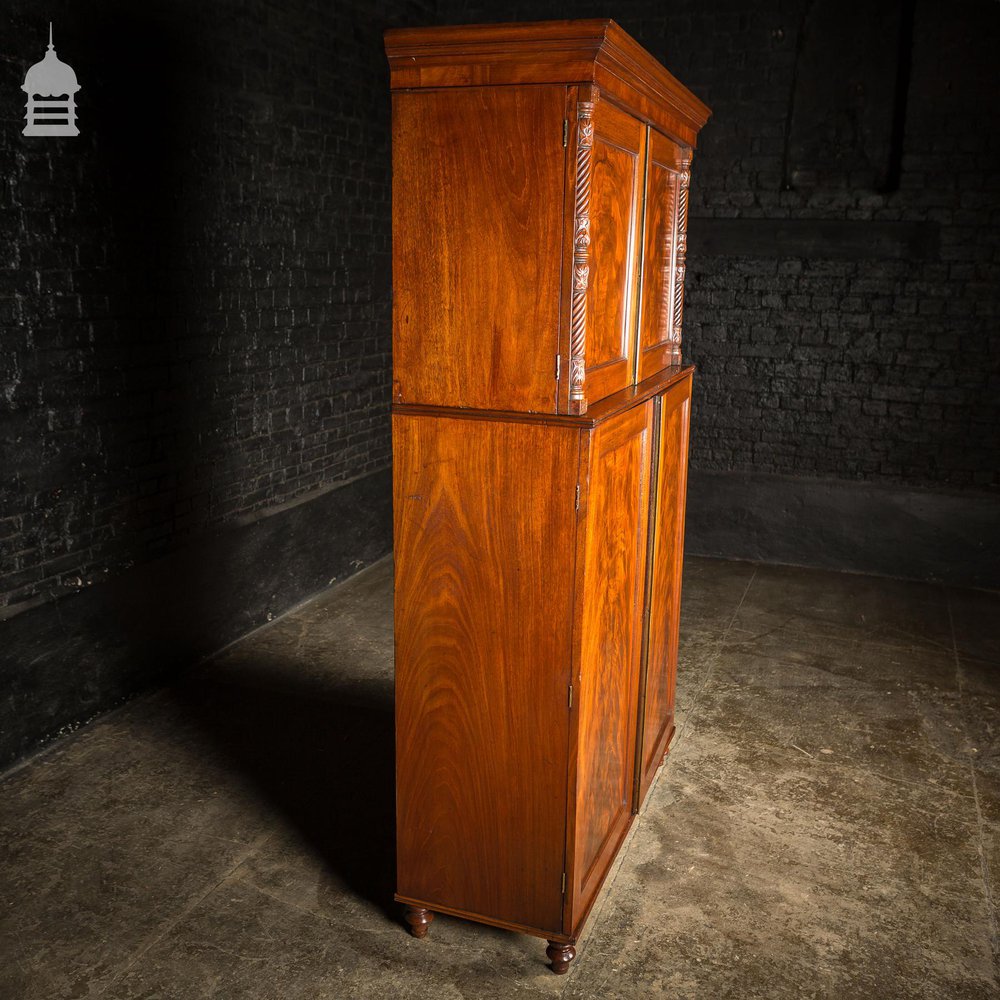 19th C Flame Mahogany Bookcase Cupboard