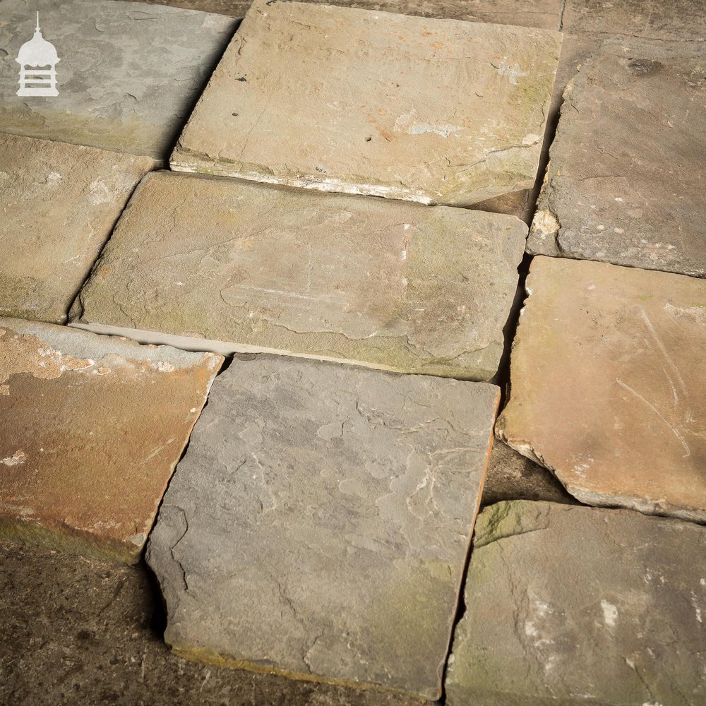 Batch of 4 Square Metres of Mixed Thickness Pennant Stone Slabs Paving Flagstones