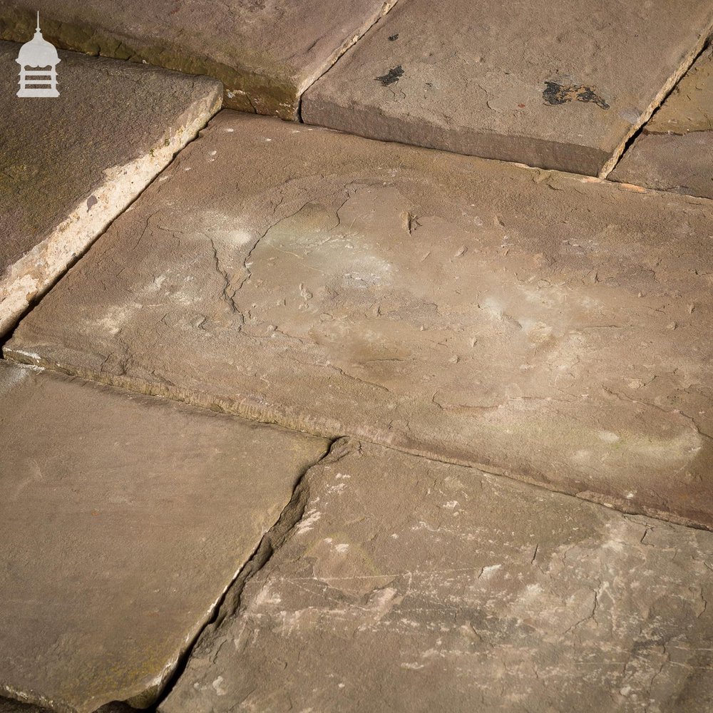 Batch of 3.9 Square Metres of Mixed Thickness Pennant Stone Slabs Flagstones Paving