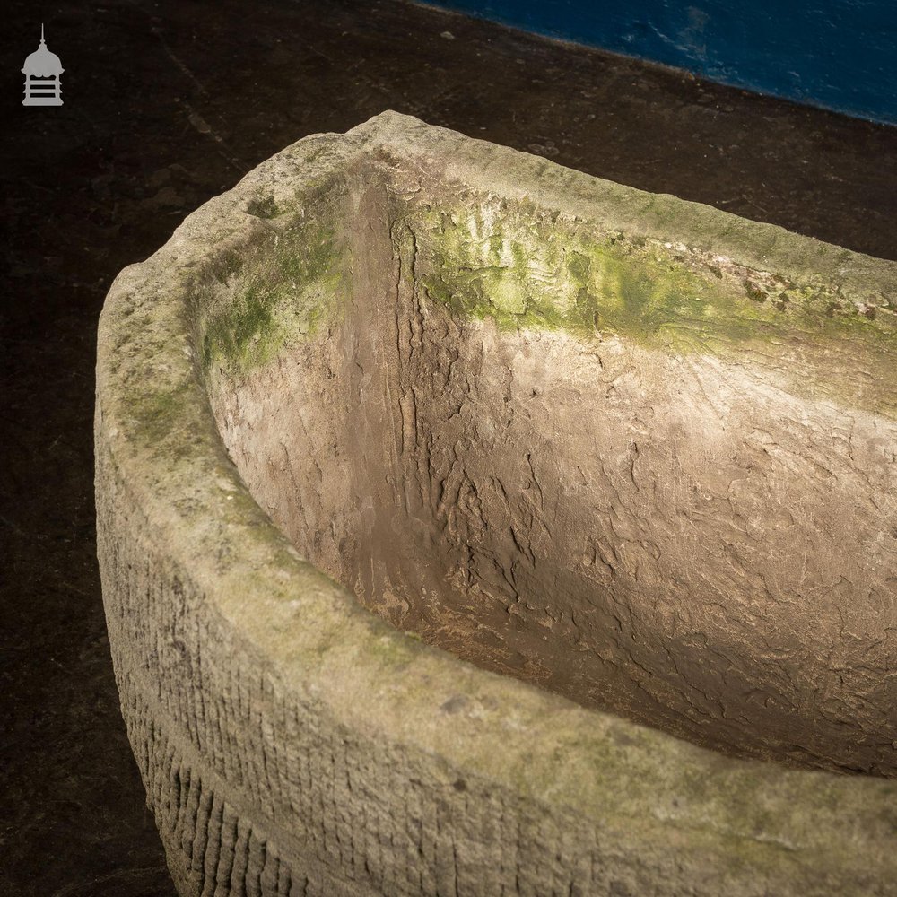 Georgian Bow Fronted Sandstone Trough with Decorative Detailing Reputedly From the Belvoir Estate [Number 2]