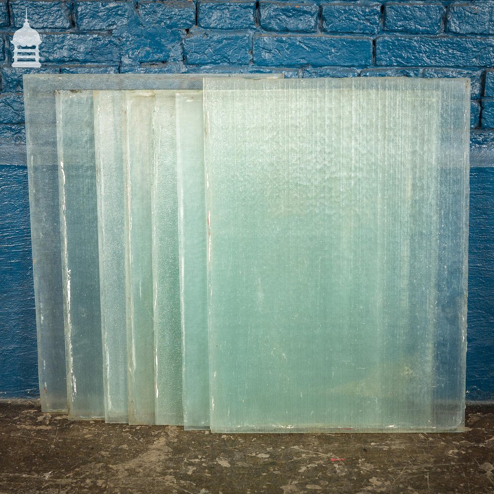 Batch of 7 Panes of Textured Thin Fluted Figured Glass