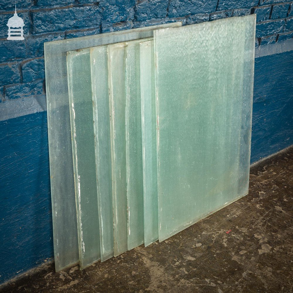 Batch of 7 Panes of Textured Thin Fluted Figured Glass