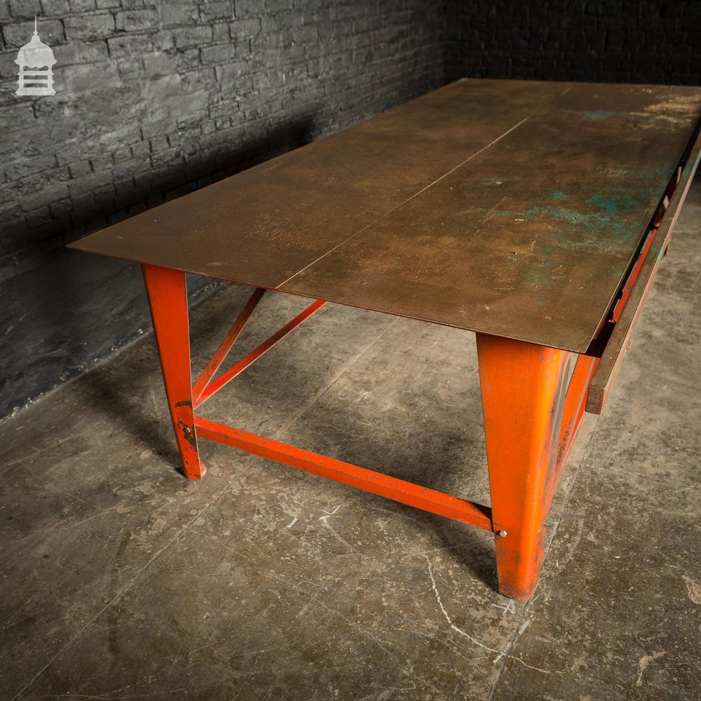 Large Steel Frame Industrial Workshop Plate Top Factory Table