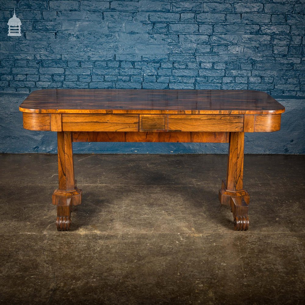 William IV Rosewood Library Table with Octagonal Pedestals