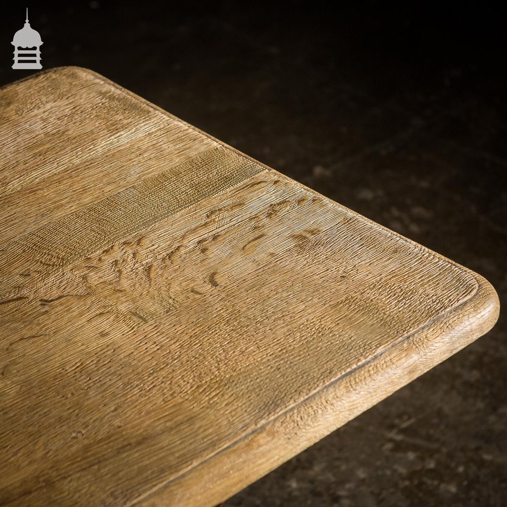 19th C Cast Iron Pub Table Base with Brushed Oak Top