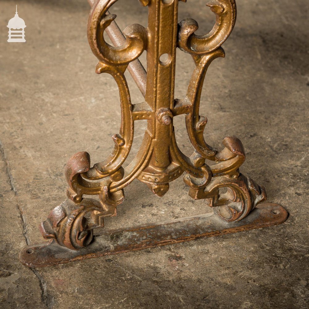 19th C Cast Iron Pub Table Base with Brushed Oak Top