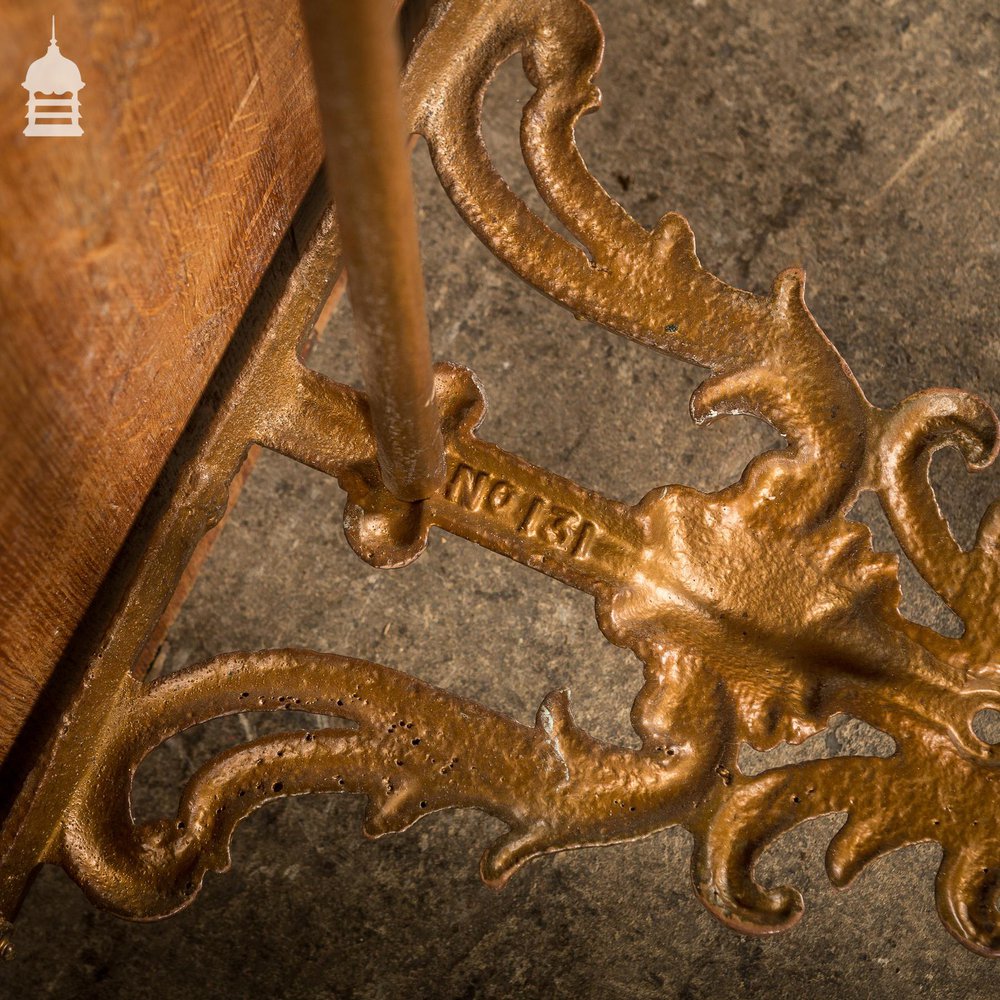 19th C Cast Iron Pub Table Base with Brushed Oak Top