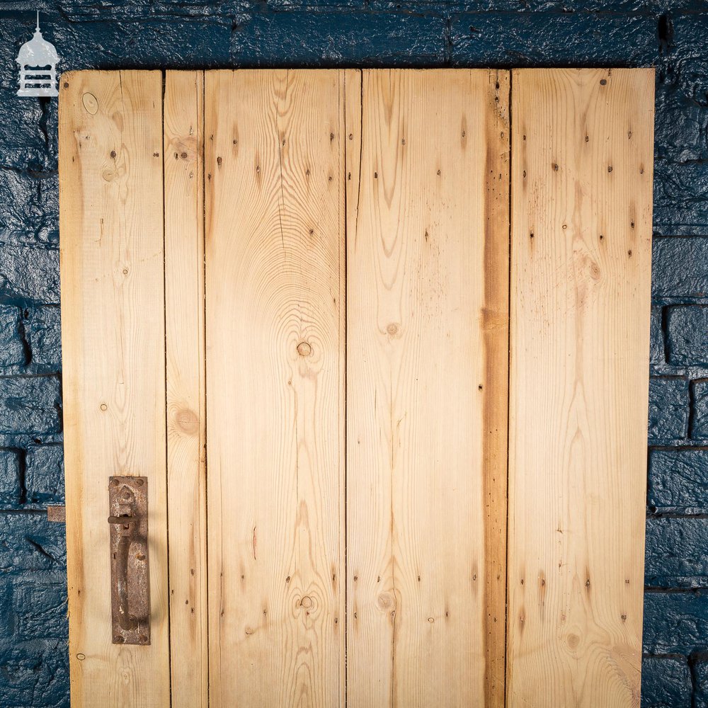 18th C Small Stripped Pine Ledged and Braced Internal Cottage Door