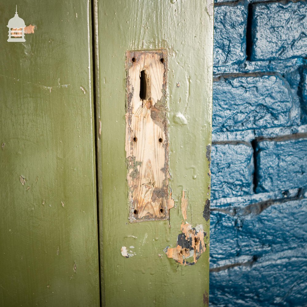 18th C Green Painted Braced and Ledged Cottage Door