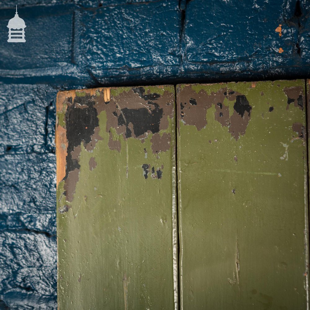 18th C Green Painted Braced and Ledged Cottage Door