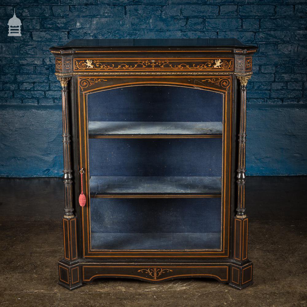 19th C Neo Classic Ebony Glazed Cabinet