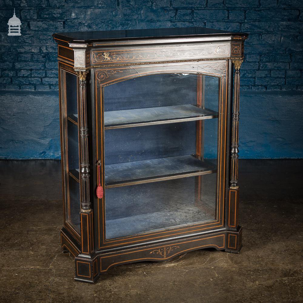 19th C Neo Classic Ebony Glazed Cabinet