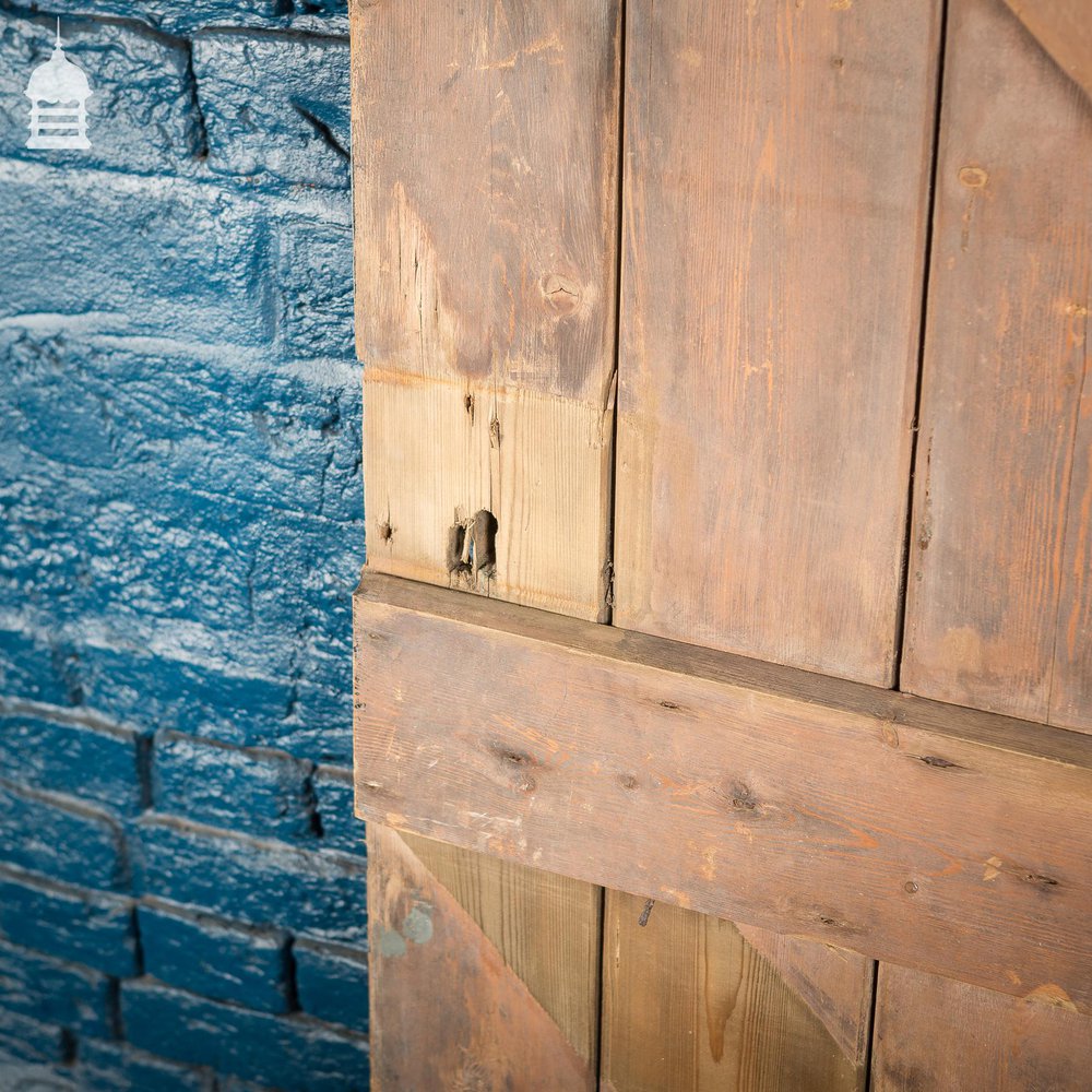 18th C Green Painted Braced and Ledged Cottage Door