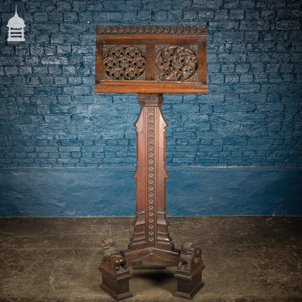 NR40021: 19th C Gothic Carved Oak Ecclesiastical Church Lectern