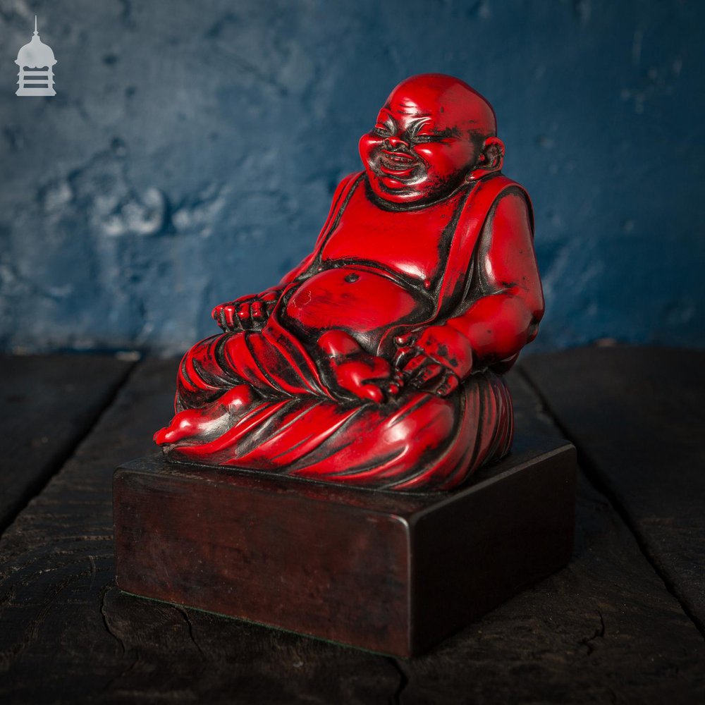 Early 20th C Red Resin Buddha