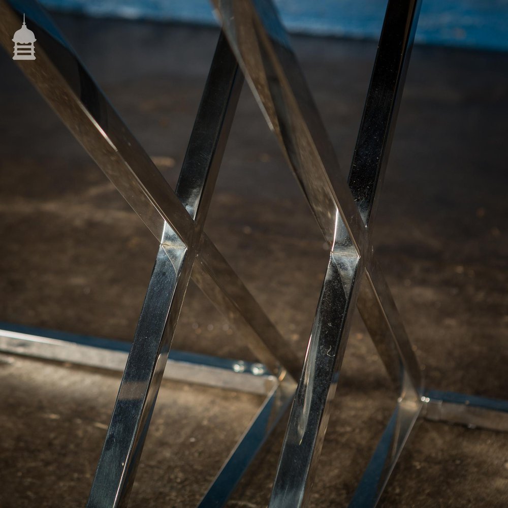 Pair of Modern Glass Top Tables on Contemporary Chrome Bases