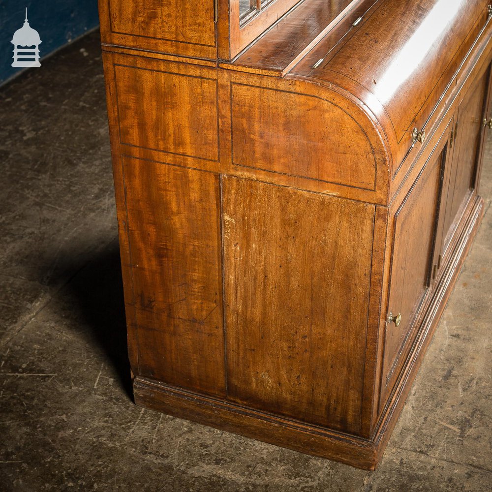 NR40121: 18th C Astral Glazed Mahogany Barrel Front Bureau Cabinet