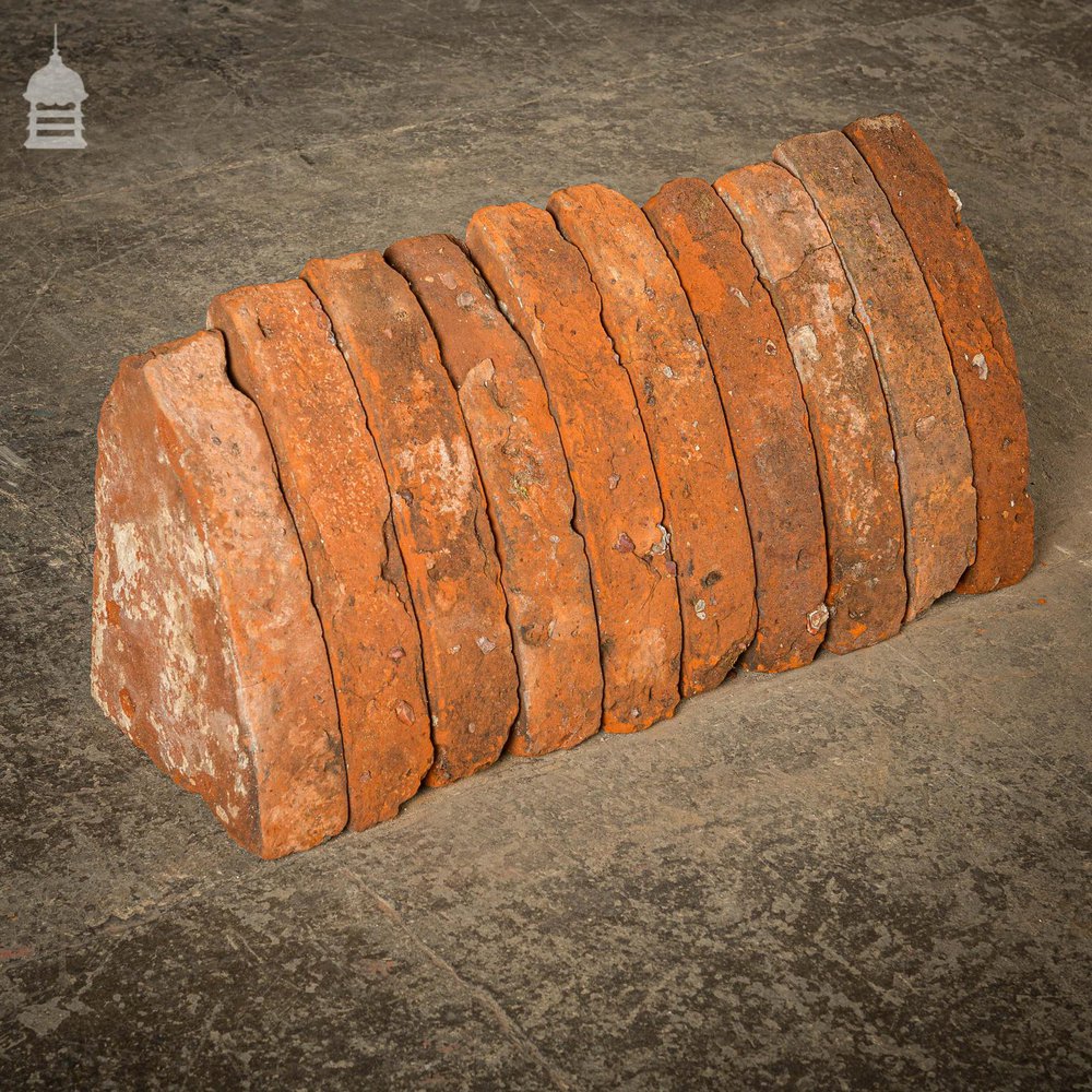 Batch of 60 Quarter Round Wall Coping 18th C Red Brick Copings