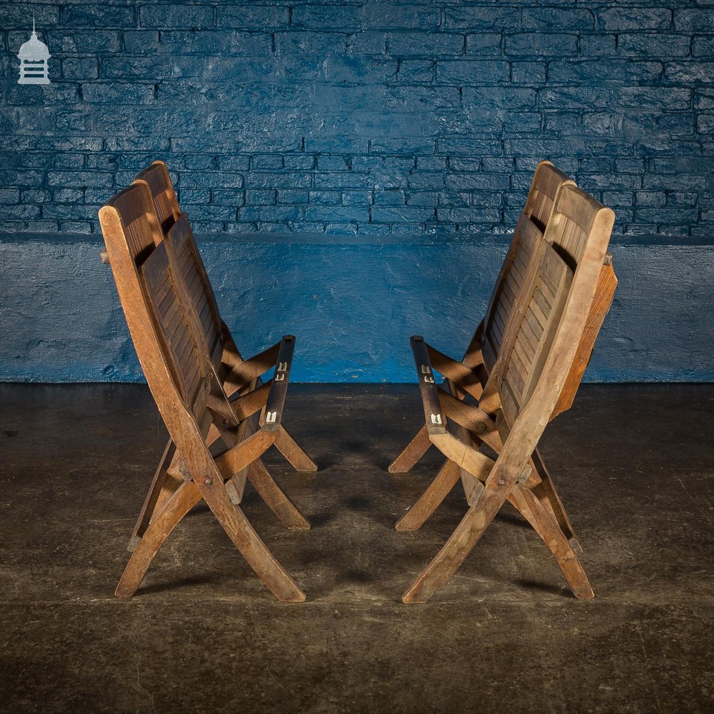 Pair of Vintage Hardwood Folding Double Spectators Seats