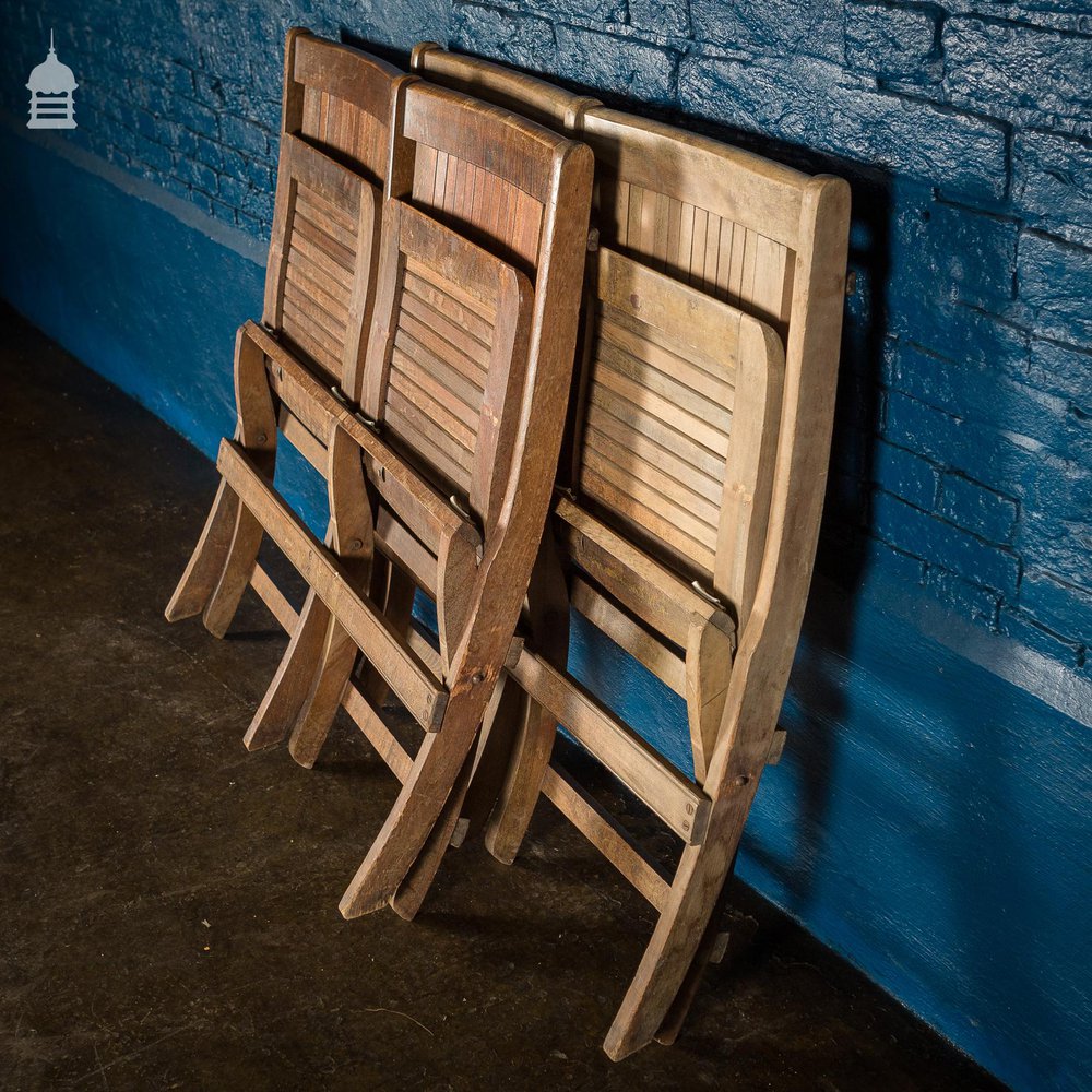 Pair of Vintage Hardwood Folding Double Spectators Seats