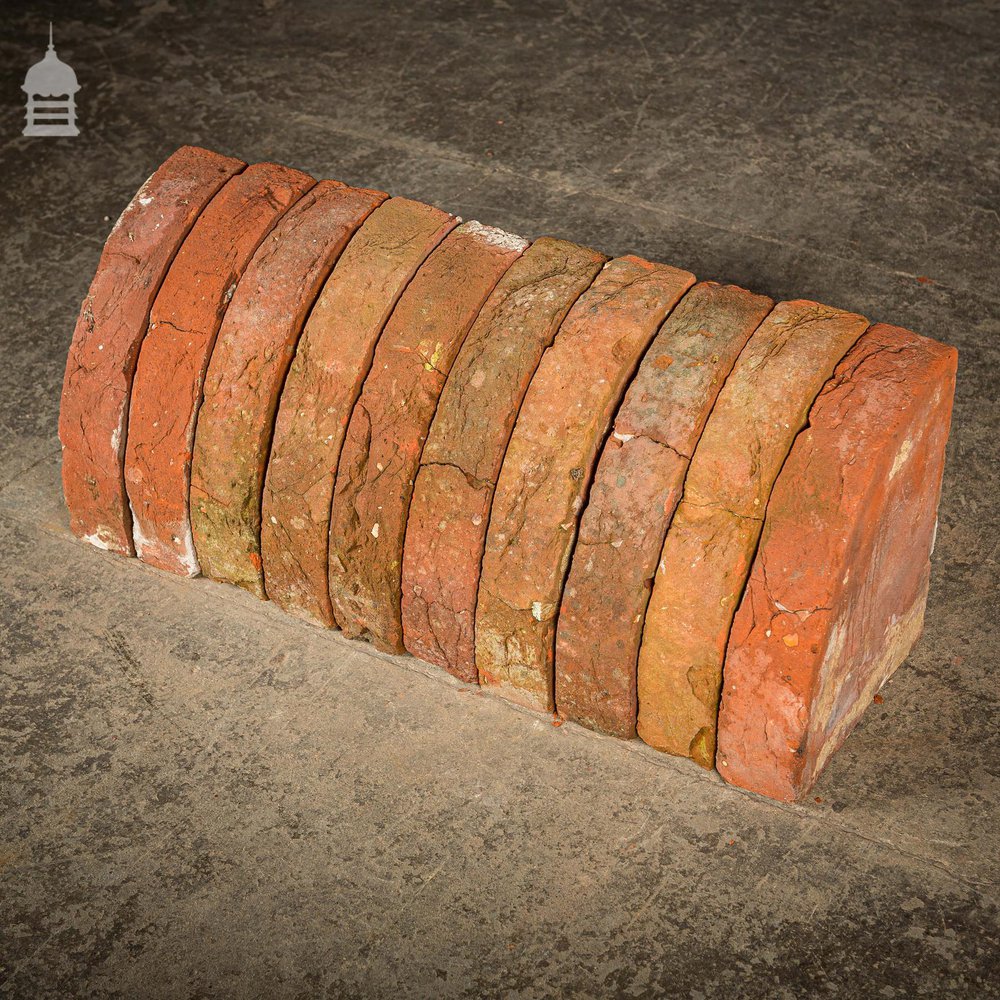 Batch of 13 Quarter Round Wall Coping 18th C Red Brick Copings