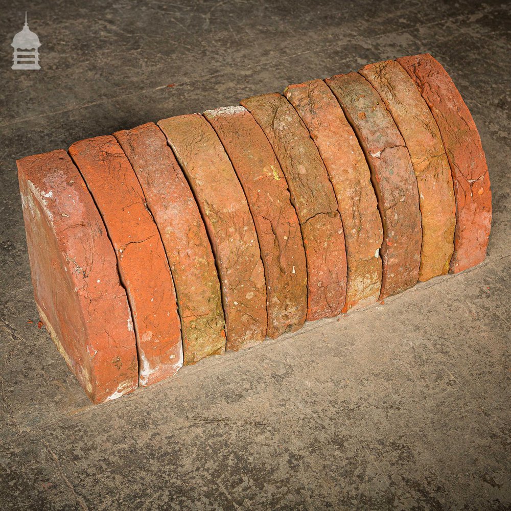 Batch of 13 Quarter Round Wall Coping 18th C Red Brick Copings