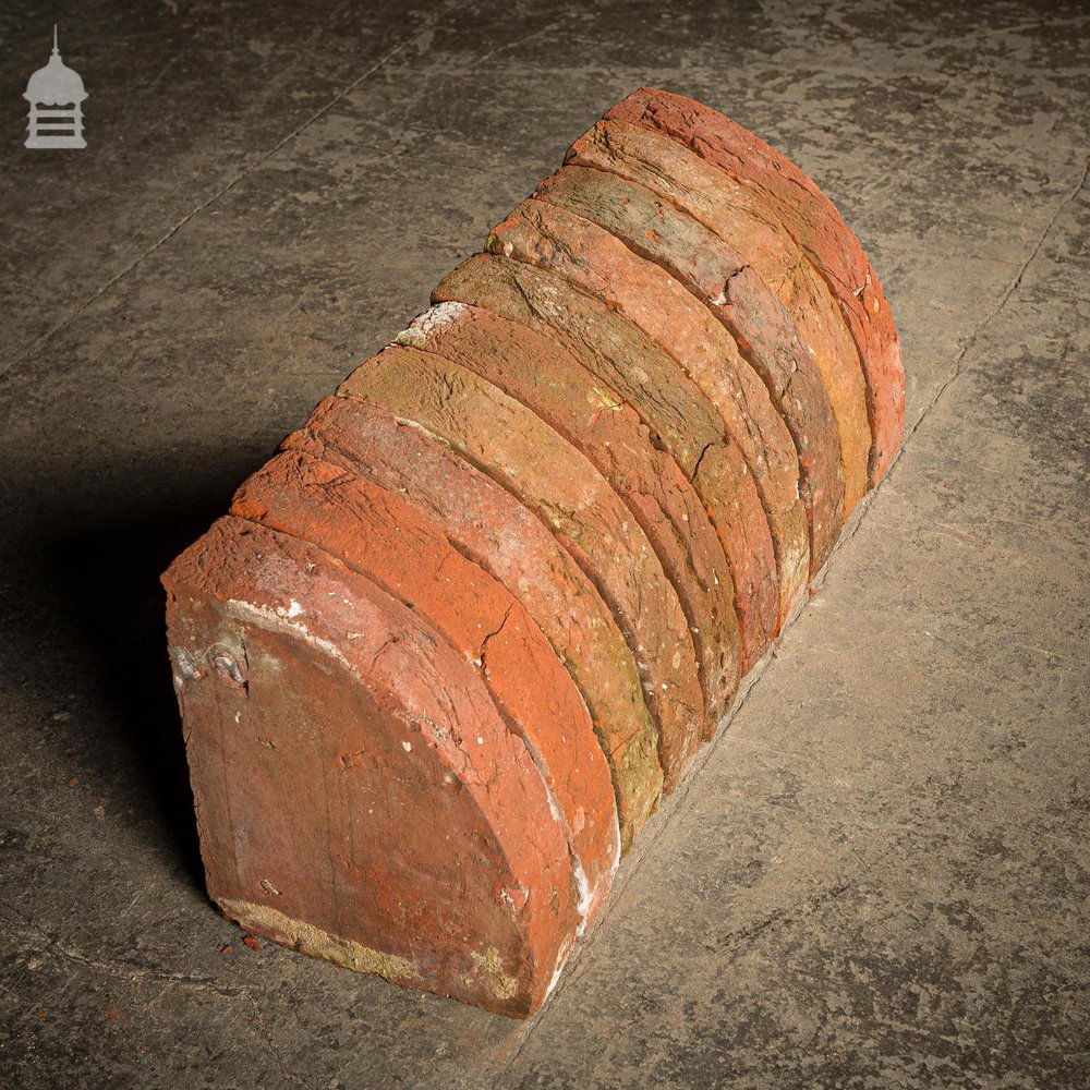 Batch of 13 Quarter Round Wall Coping 18th C Red Brick Copings