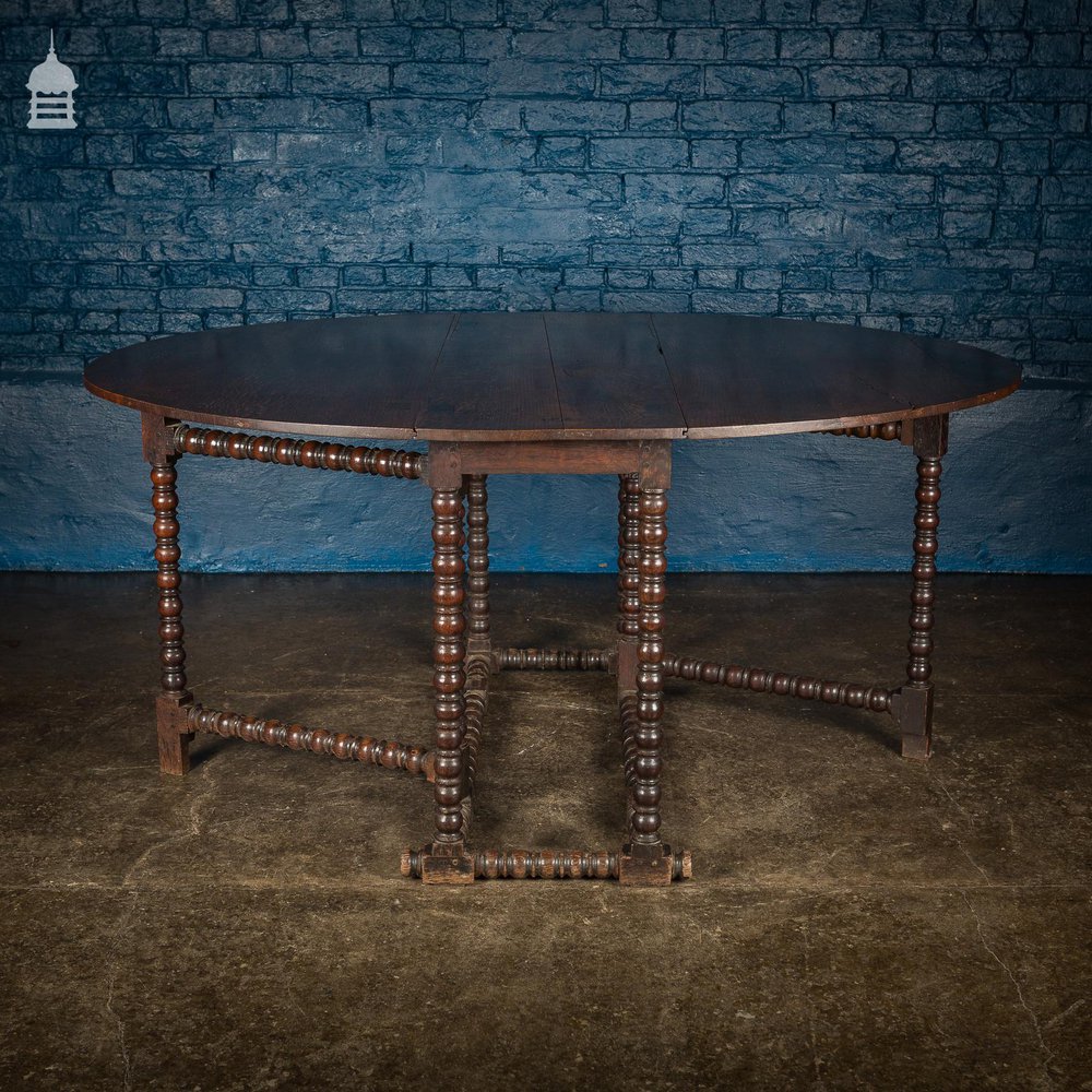 Victorian Oval Oak Gate Leg Bobbin Table