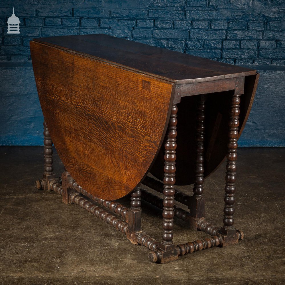 Victorian Oval Oak Gate Leg Bobbin Table