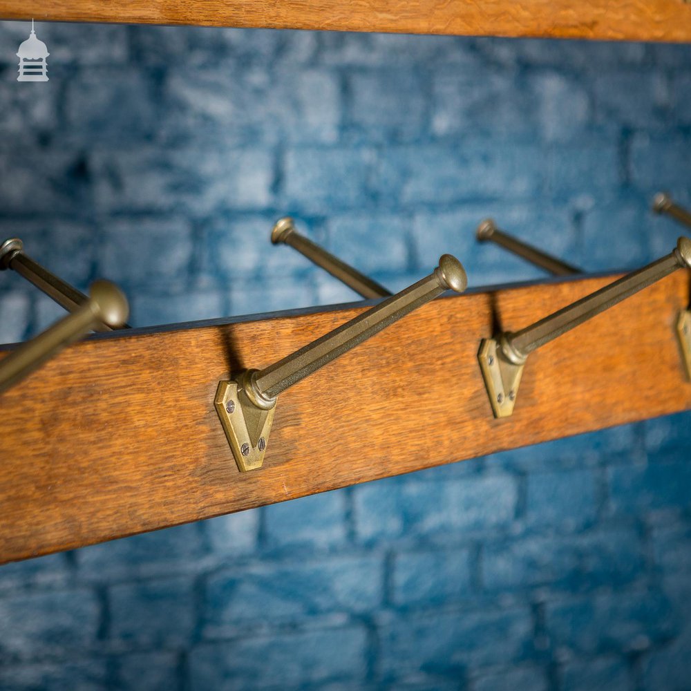 Pair of 1920s Oak and Brass Hat Racks