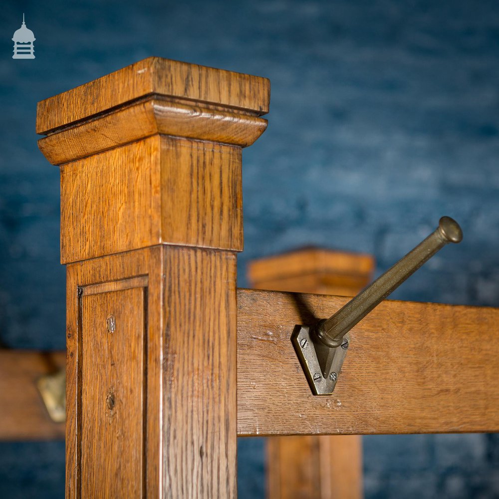 Pair of 1920s Oak and Brass Hat Racks