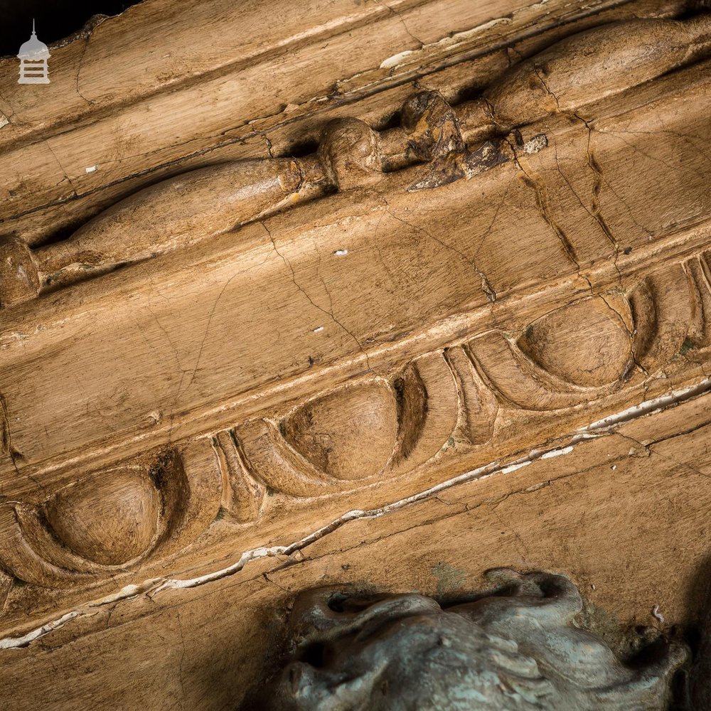 19th C Plaster and Gesso Cherub on Swag Balcony Feature Panel