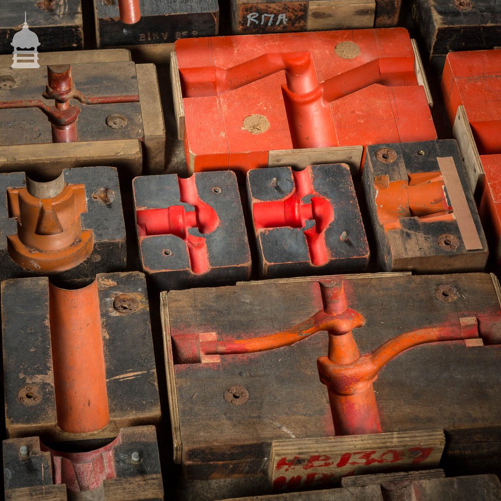 Collection of 60 Black and Red Industrial Factory Foundry Moulds