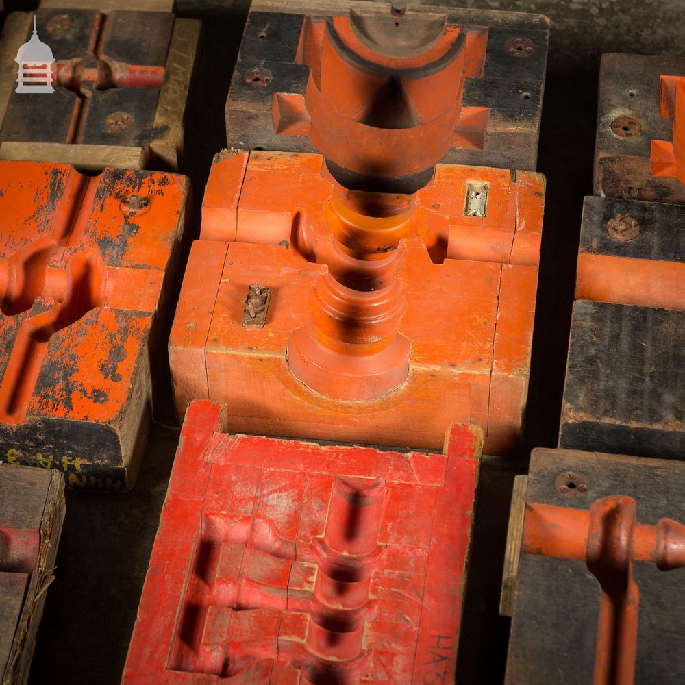 Collection of 60 Black and Red Industrial Factory Foundry Moulds